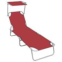 Algopix Similar Product 17 - Folding Sun Lounger with Canopy Red