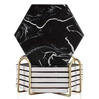 Algopix Similar Product 20 - 6 Pcs Cool Black Marble Coasters with