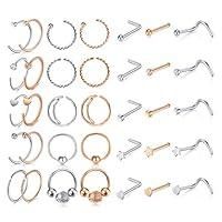 Algopix Similar Product 3 - DBella 20G CZ Nose Rings Hoop LShaped