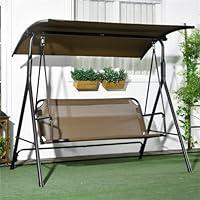 Algopix Similar Product 11 - Brown 3 Seat Patio Swings with Canopy