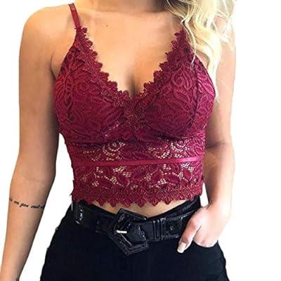 Floral Lace Bralette Padded Wire Backless Bra Plunge deep V Low Back Bra  cami top for Women