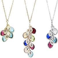 Algopix Similar Product 6 - Family Birthstone Necklace Initials