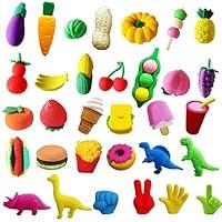 Algopix Similar Product 9 - Pruk 32 Pack Food and Dinosaur Erasers