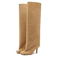 Algopix Similar Product 9 - Oakmoo Camel Suede Knee High Boots for