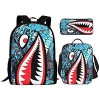 Algopix Similar Product 12 - 3 pieces Shark Backpack Set with Lunch