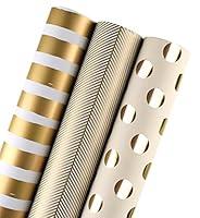 Algopix Similar Product 2 - WRAPAHOLIC Jumbo Gold Wrapping Paper