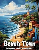 Algopix Similar Product 6 - Beach Town Adult Coloring Book Beach