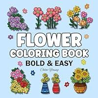 Algopix Similar Product 3 - Bold  Easy Flower Coloring Book Cute