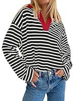 Algopix Similar Product 20 - ZESICA Womens Striped Long Sleeve