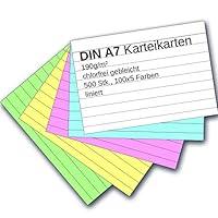 Algopix Similar Product 17 - Karteikarten 500 Stück A7 farbig liniert