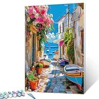 Algopix Similar Product 8 - Seaside Street with Flowers Scenery