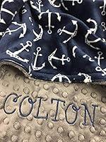Algopix Similar Product 8 - Personalized Baby Blanket Navy anchor