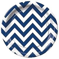 Algopix Similar Product 15 - Navy Blue Chevron Dinner Plates Pack of