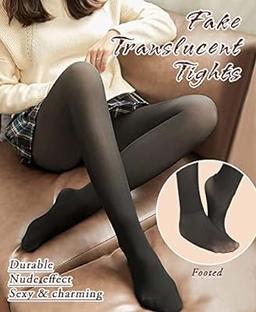 Plus Size Fake Nude Fleeced Pantyhose Winter Warm Thick Thermal