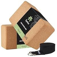 Algopix Similar Product 2 - Syntus Cork Yoga Blocks and Yoga Strap