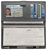 Algopix Similar Product 14 - Grey RFID Leather Checkbook Cover With