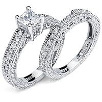 Algopix Similar Product 10 - Sterling Silver 925 Princess Cut Carved