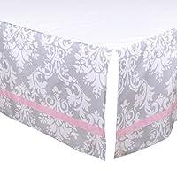 Algopix Similar Product 2 - Grey Damask Tailored Crib Dust Ruffle