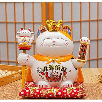Large Lucky Fortune Cat with Waving Arm Maneki Neko Chinese Feng