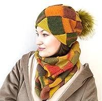 Algopix Similar Product 19 - Knit beanie cowl scarf set for woman