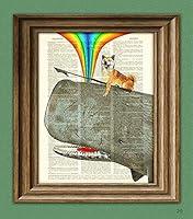 Algopix Similar Product 14 - Dog Riding Whale Print Kujira the