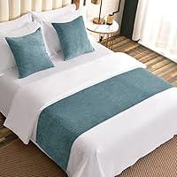 Algopix Similar Product 12 - AMBERIS Bed Runner Blue Chenille Soft