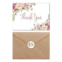 Algopix Similar Product 4 - Pink Floral Thank You Cards with