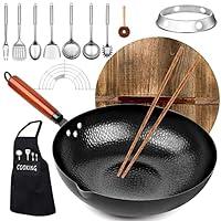 Algopix Similar Product 6 - kaqinu Carbon Steel Wok Pan 14 Piece