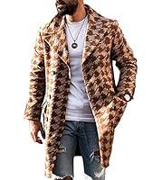 Algopix Similar Product 18 - SOMTHRON Mens Casual Trench Coat Plaid