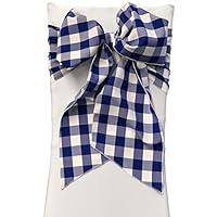 Algopix Similar Product 1 - LA Linen Checkered Chair Bows Sashes 8