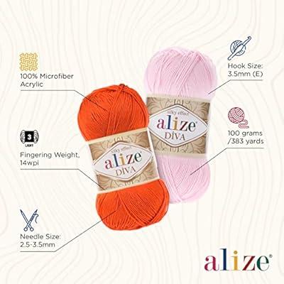 ALIZE DIVA Silk Effect, Microfiber Acrylic Yarn, Summer Sport