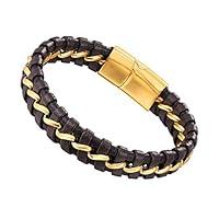 Algopix Similar Product 4 - U7 Braided Leather Bracelet for Men