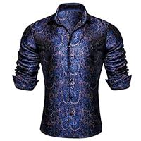 Algopix Similar Product 15 - BarryWang Men ShirtsPaisley Flower