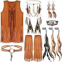 Algopix Similar Product 10 - XunYee 9 Pc Womens Fringe Vest 60s 70s