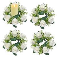 Algopix Similar Product 10 - 4 PCs Artificial Rose Eucalyptus Candle