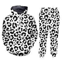 Algopix Similar Product 6 - Snow Leopard 2Piece Suit Men Tracksuit