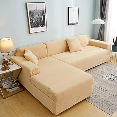 Reversible Couch Slipcover Furniture Protector Sofa Size, Cream/Taupe