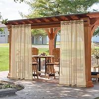 Algopix Similar Product 10 - DEARTOWN Outdoor Linen Sheer Curtains