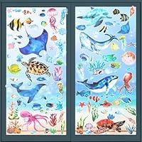 Algopix Similar Product 12 - HOWAF 8 Sheets Ocean Animal Window