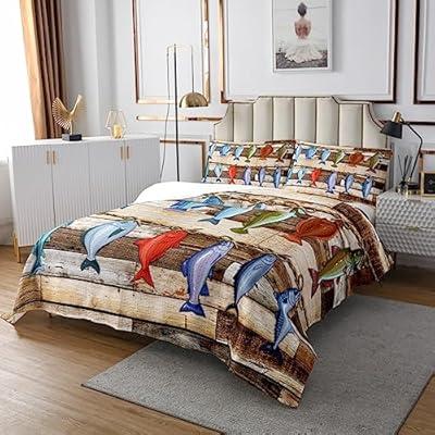 Best Deal for Colorful Fish Bedspread Set Queen Size for Kids,Boys Girls