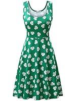Algopix Similar Product 6 - HUHOT Green Print Dress for Saint