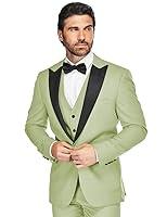 Algopix Similar Product 13 - HUUTOE Light Green Tuxedo Men Big and