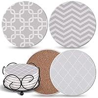Algopix Similar Product 11 - Grey Coasters for Drinks Absorbent 