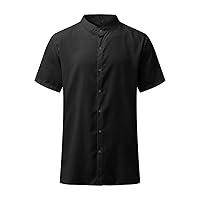 Algopix Similar Product 10 - Men Linen Button Down Beach Shirt Short