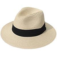 Algopix Similar Product 6 - Lanzom Women Wide Brim Straw Panama