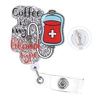 Algopix Similar Product 12 - Coffee is My Blood Type Badge Reel with