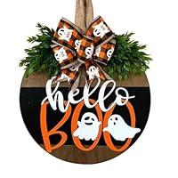 Algopix Similar Product 1 - Halloween Wooden Hello Boo Ghost Bow