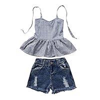 Algopix Similar Product 20 - Toddler Baby Girl Plaid Halter Ruffled