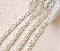 Algopix Similar Product 11 - 2 Yards Pearl Beaded Trim Bridal Lace