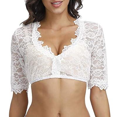 Half Cami Lace Longline Bralette for Womens Girls,Padded Wirefree Bra Sexy  V Neck Bandeau Camisole Crop Tops